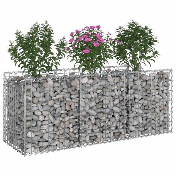 vidaXL Gabion h&aelig;kka&eth; r&uacute;m Silfur 150 x 50 x 60 cm Galvaniserad st&aacute;l