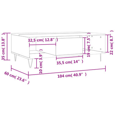 vidaXL Sófaborð Brúnn Eikarlitur 104x60x35 cm Samsettur Viður