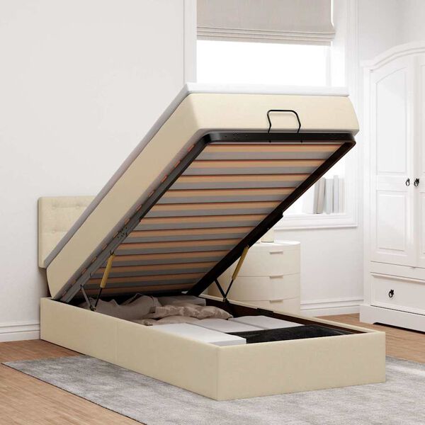 vidaXL Ottoman r&uacute;mgrind me&eth; d&yacute;nukremi 90x190 cm Efni