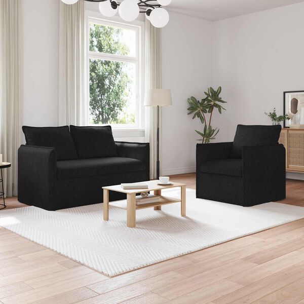 vidaXL S&oacute;fi 2 pcs Svartur Heildarv&iacute;ddir: 136 x 82 x 85 cm (B x D x H)