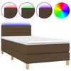 vidaXL H&oacute;lfa&eth; Springr&uacute;m me&eth; D&yacute;nu&LED D&ouml;kkbr&uacute;nn 100x200cm Tauefni