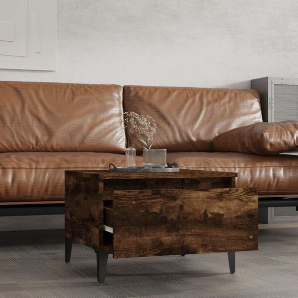 vidaXL Hliðarborð Reyklituð Eik 50x46x35 cm Samsettur Viður