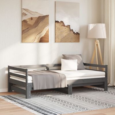 vidaXL Útdraganlegur Svefnsófi án Dýnu Grátt 2x(90x200)cm