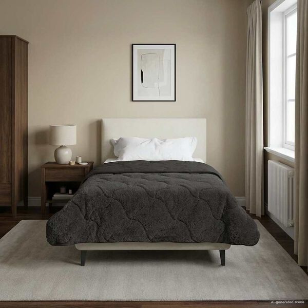 vidaXL Full &aacute;rs d&yacute;na Antras&iacute;t 155 x 200 cm Microfiber og Teddy f&oacute;&eth;ri&eth;