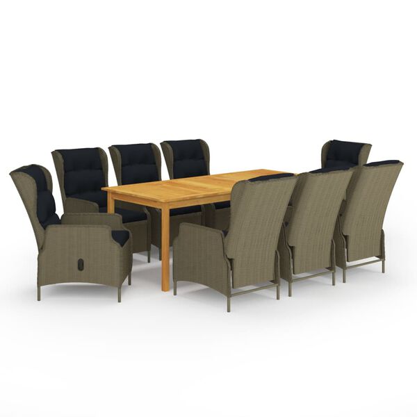 vidaXL 9 Parta Gar&eth;bor&eth;stofusett Br&uacute;nt