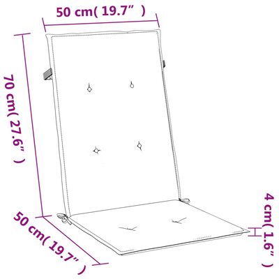 vidaXL Stólsessur Hátt Bak 4 stk. Blá Blanda 120x50x4 cm Tauáklæði