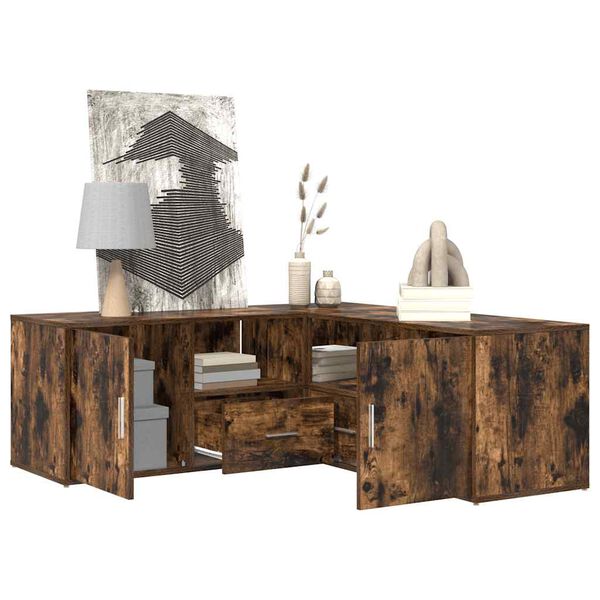 vidaXL Hornsk&aacute;pur Reykt&oacute;na Eikarlitur 200x40x45 cm Samsettur Vi&eth;ur