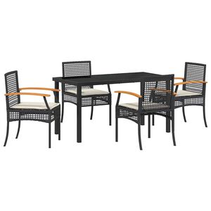 vidaXL Gar&eth;ur bor&eth;sett 5 pcs Svartur p&oacute;l&yacute;rattan