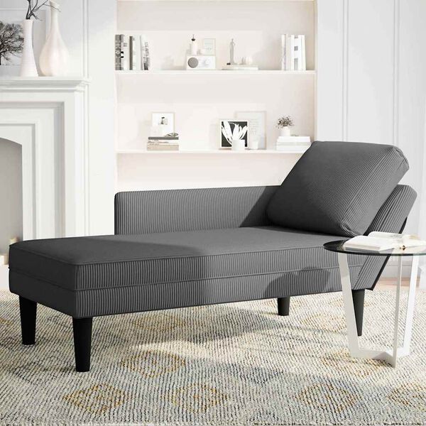 vidaXL Chaise Lounge með dökkgráu corduroy dúk