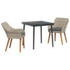 vidaXL Gar&eth;ur bor&eth;sett me&eth; p&uacute;&eth;i 3 pcs Lj&oacute;sgr&aacute;r p&oacute;l&yacute;rattan