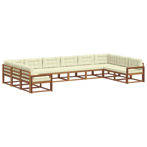 vidaXL &Uacute;ti s&oacute;fasett me&eth; p&uacute;&eth;i 10 pcs N&aacute;tt&uacute;rulegt og Krem