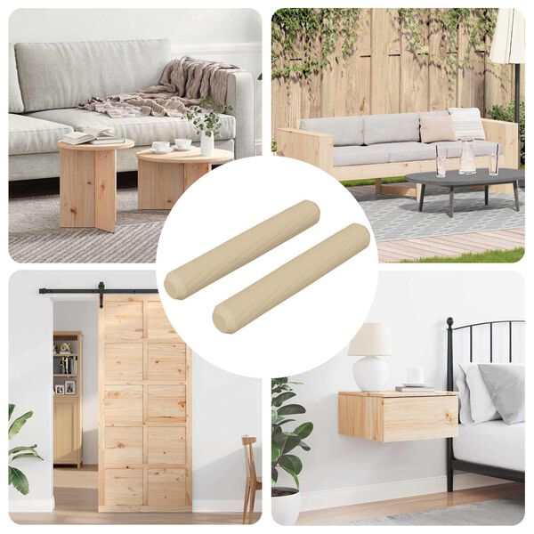 vidaXL Tr&eacute;kambur 2 pcs Br&uacute;nn &Oslash;8 x 50 mm Gegnheill vi&eth;ur