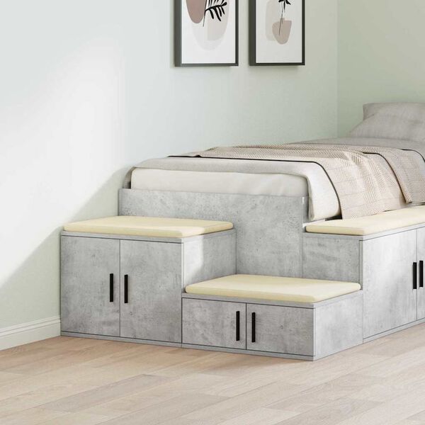 vidaXL Geymslusk&aacute;pur 2 pcs Steingri&eth; 127 x 41 x 40 cm Samsettur vi&eth;ur