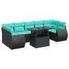vidaXL 8 stykki gar&eth;s&oacute;fasett me&eth; p&uacute;&eth;um Black Poly Rattan Acacia