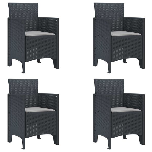 vidaXL Garðstóll 4 pcs Antrasít 53 x 49 x 85 cm PP