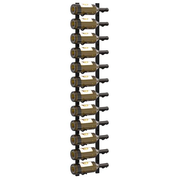 vidaXL Vegghengdur V&iacute;nrekki fyrir 12 fl&ouml;skur Svartur J&aacute;rn