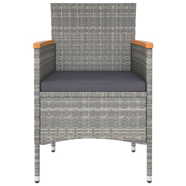 vidaXL 5 Hluta Garðbístrósett Grátt Pólýrattan og Hert Gler