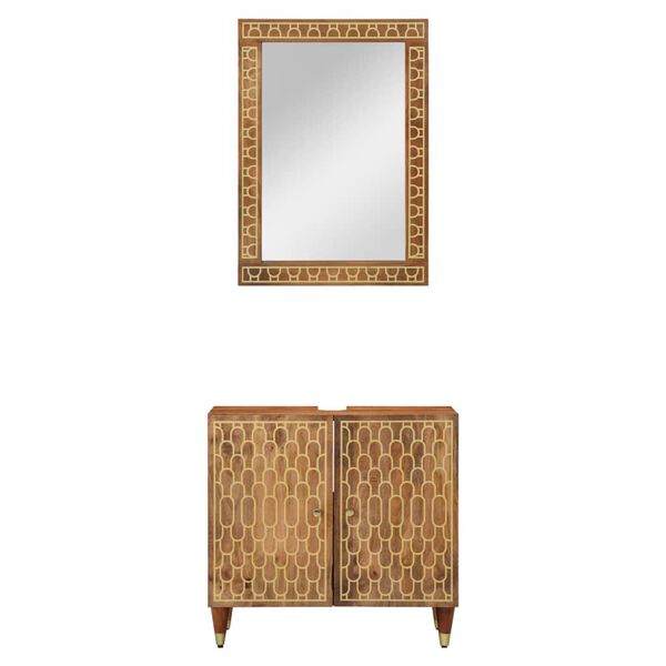 vidaXL Ba&eth;herbergish&uacute;sgagnasett 2 Hlutir Gegnheill Mang&oacute;vi&eth;ur