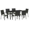 vidaXL Gar&eth;ur bor&eth;sett me&eth; p&uacute;&eth;i 7 pcs Svartur p&oacute;l&yacute;rattan