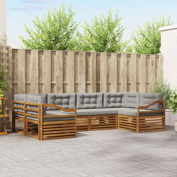 vidaXL S&oacute;fasett 6 pcs N&aacute;tt&uacute;rulegt og Lj&oacute;st Gr&aacute;tt Hrein akas&iacute;utr&eacute;