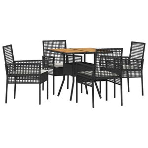 vidaXL Gar&eth;ur bor&eth;sett 5 pcs Svartur p&oacute;l&yacute;rattan