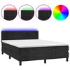 vidaXL H&oacute;lfa&eth; Springr&uacute;m me&eth; D&yacute;nu&LED Svart 140x190 cm Flauel