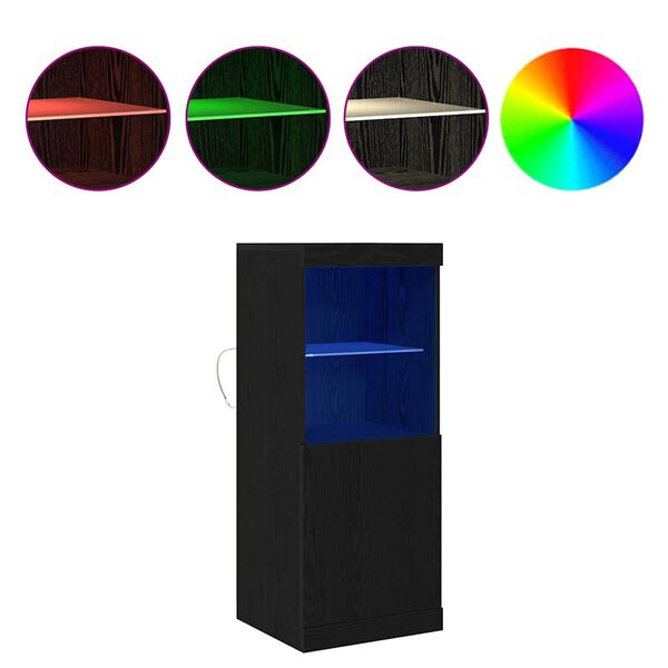 vidaXL LED Hli&eth;arsk&aacute;pur Svartur Eik 41 x 37 x 100 cm Samsettur vi&eth;ur