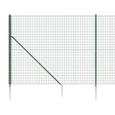 vidaXL Vírnetsgirðing með Undirstöðufleinum Græn 1,8x25 m