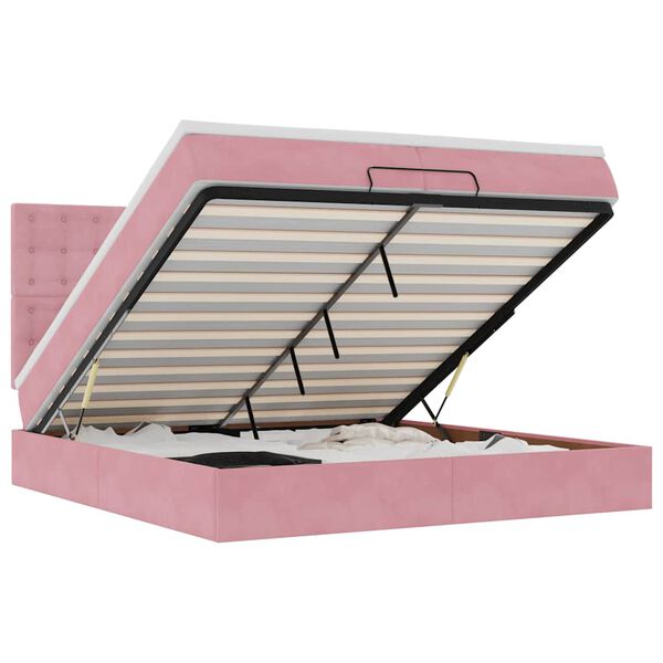 vidaXL Ottoman r&uacute;mgrind me&eth; d&yacute;num Bleik 200x200cm flauel