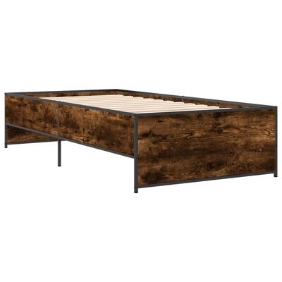 vidaXL Rúmgrind Reyktóna Eikarlitur 90x200cm Samsettur Viður og málmur