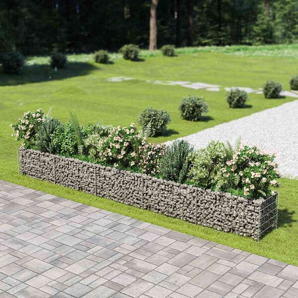 vidaXL Gabion Steinakassi Upph&aelig;kka&eth; Bl&oacute;maker S&iacute;nkh&uacute;&eth;a&eth; st&aacute;l450x50x50cm