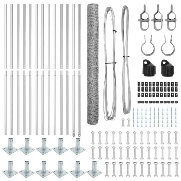 vidaXL Gir&eth;ingarp&oacute;stur Silfur 25 x 1,4 m (50 mm net) St&aacute;l