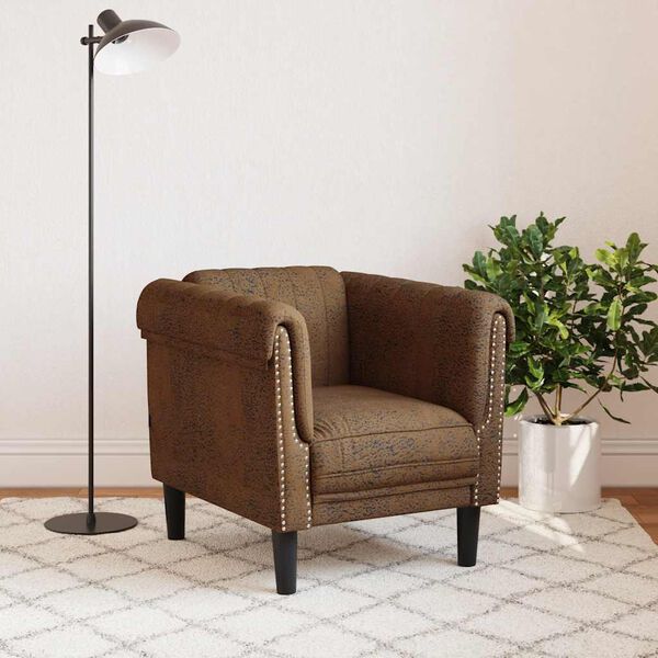 vidaXL Sofa Chair Brown Faux Suede Leather