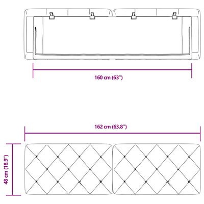 vidaXL Höfðagaflspúði Blár 160 cm Flauel