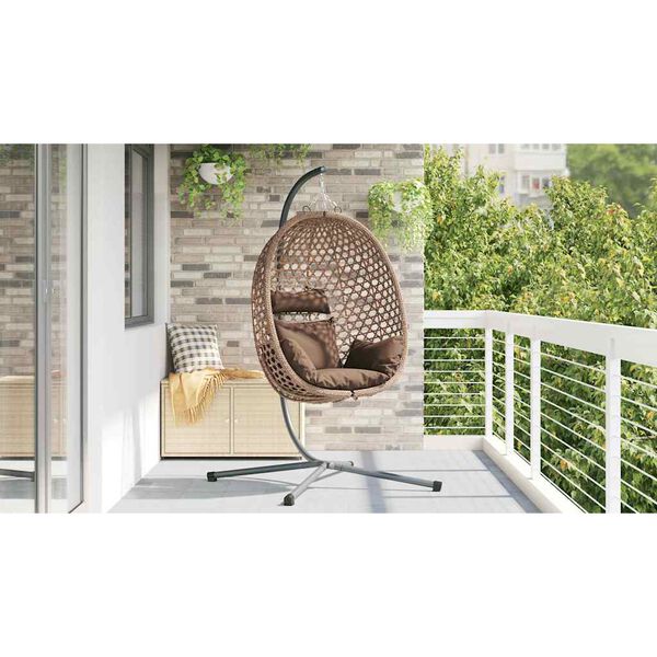 vidaXL Hangandi eggjast&oacute;ll coffee 104 x 100 x 191 cm p&oacute;l&yacute;rattan