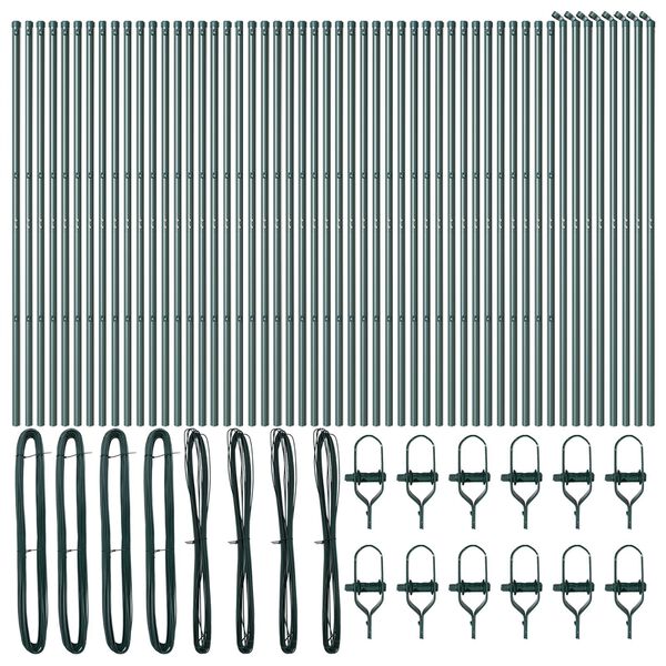 vidaXL Gir&eth;ingarp&oacute;stur 52 pcs Gr&aelig;nn 3,2 x 3,2 x 190 cm