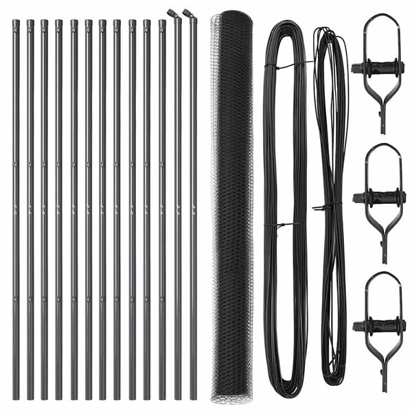 vidaXL Gir&eth;ingarp&oacute;stur Gr&aacute;r 25 x 1,6 m (13 mm net) St&aacute;l og PVC