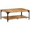 vidaXL S&oacute;fabor&eth; 2 Pl&ouml;tur 100x55x38 cm Gegnheill Mang&oacute;vi&eth;ur og St&aacute;l