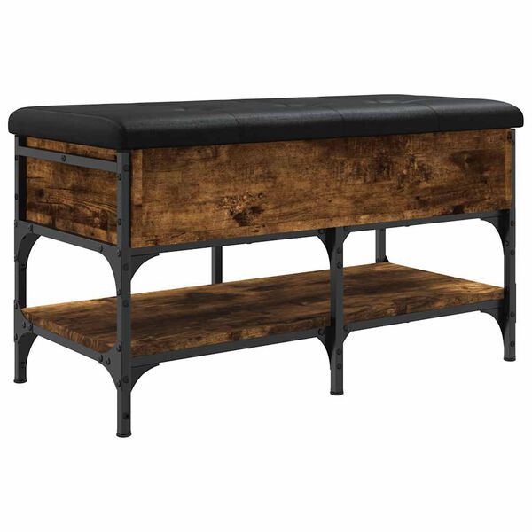 vidaXL Sk&oacute;bekkur Reyklitu&eth; Eik 82x42x45 cm Samsettur Vi&eth;ur