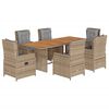 vidaXL 7 Hluta Gar&eth;bor&eth;sett me&eth; Sessum Drappa&eth; P&oacute;l&yacute;rattan