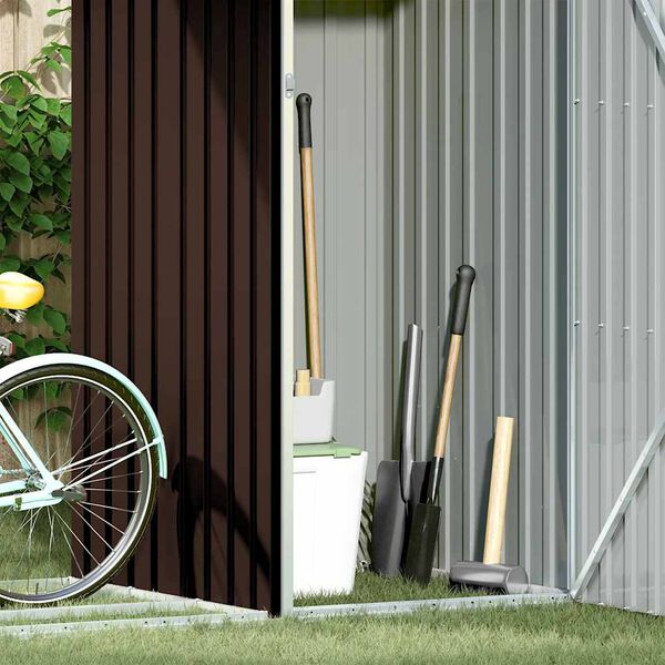 vidaXL Gar&eth;sk&yacute;li fyrir Eldivi&eth; Br&uacute;nn 245x98x159 cm Galvanisera&eth; St&aacute;l