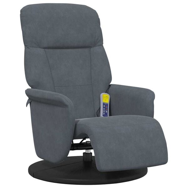 vidaXL Nudd Recliner St&oacute;ll D&ouml;kk gr&aacute; 91 x 71 x 105 cm Flauel