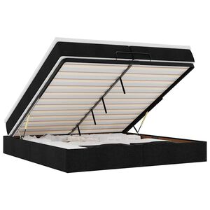 vidaXL Ottoman r&uacute;mgrind me&eth; d&yacute;num Svartur 200x200cm Efni