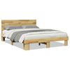 vidaXL R&uacute;mgrind me&eth; h&ouml;fu&eth;gafli &aacute;n d&yacute;nu 140x190 cm Solid Wood Eik