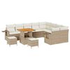 vidaXL Gar&eth;s&oacute;fa sett me&eth; p&uacute;&eth;i 12 pcs Beige og krem p&oacute;l&yacute;rattan