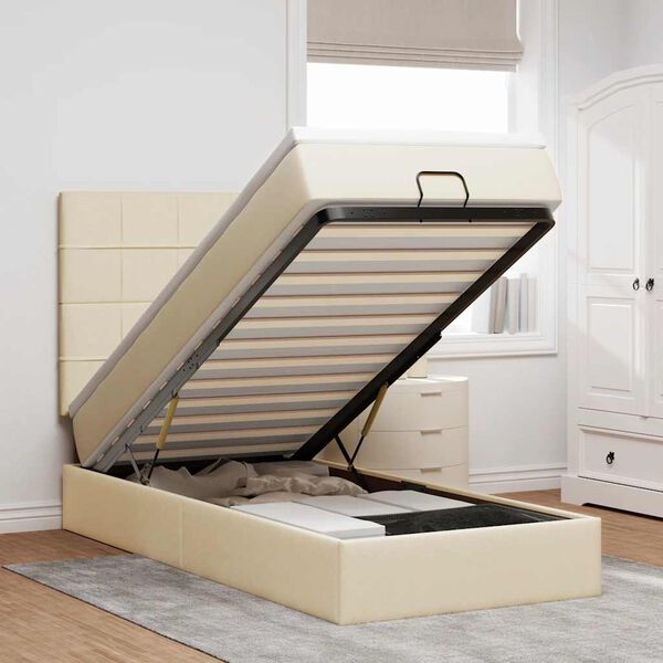 vidaXL Ottoman r&uacute;mgrind me&eth; d&yacute;nukremi 90x190 cm Efni