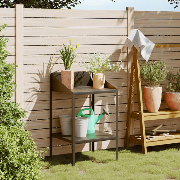 vidaXL Pl&ouml;ntustandur Reykgr&aacute;r 56,5x54,5x100 cm Sinkh&uacute;&eth;a&eth; St&aacute;l