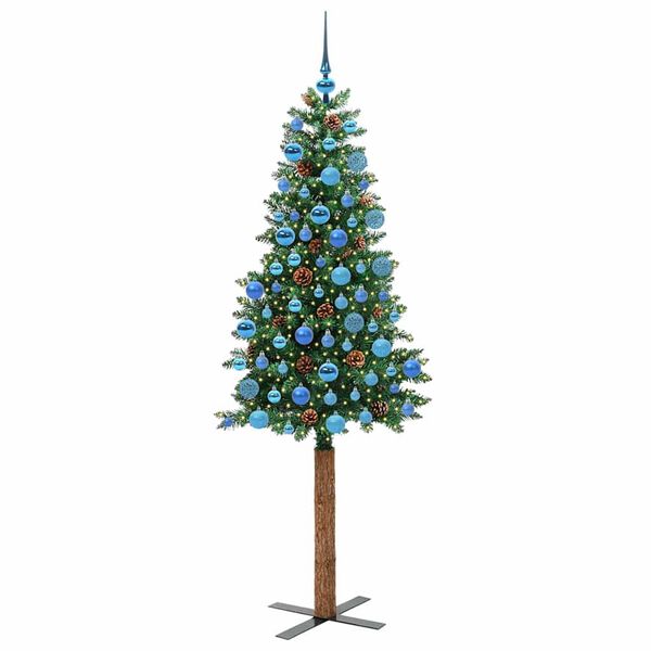 vidaXL Mj&oacute;tt j&oacute;latr&eacute; me&eth; 300 LED Gr&aelig;nn 180 cm PVC og solid furuvi&eth;