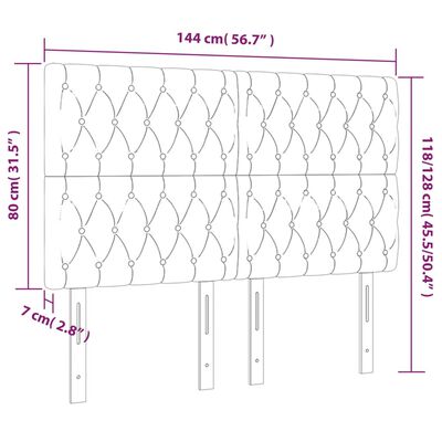 vidaXL Höfðagaflar 4 stk. 72x7x78/88 cm Ljósgrátt Flauel