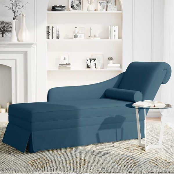 vidaXL Chaise Lounge me&eth; bolster og h&aelig;gri armp&uacute;&eth;a Blue Velvet